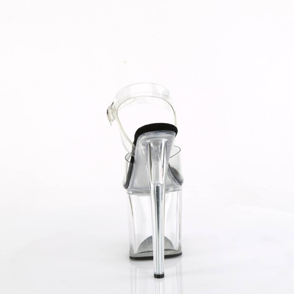 Pleaser - NAUGHTY808 Sandale à bride à la cheville, Pole dance chaussures - Noir/Transparent Product image